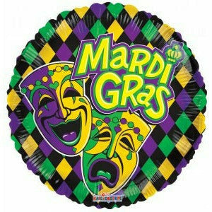 Nikki's Balloons BALLOONS 18" Mardi Gras Mask Mylar Balloon