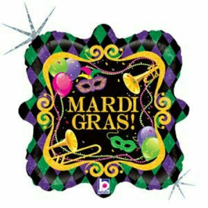 Nikki's Balloons BALLOONS 18" Mardi Gras Party Mylar Balloon
