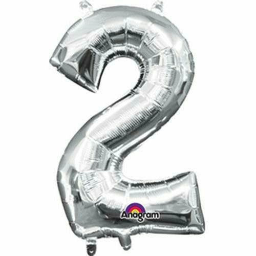 Nikki's Balloons BALLOONS 2 16" Silver Number Air-Filled Mylar Balloon