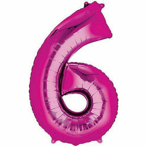Nikki's Balloons BALLOONS 6 34" Bright Pink Number Mylar Balloon