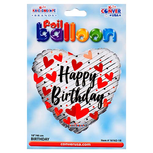 Nikki's Balloons BALLOONS 641 18" Happy Birthday Love Hearts Foil Balloon