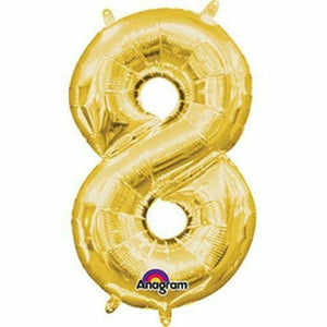 Nikki's Balloons BALLOONS 8 16" Gold Number Air-Filled Mylar Balloon