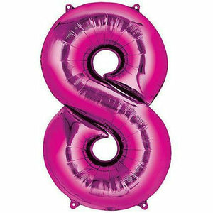 Nikki's Balloons BALLOONS 8 34" Bright Pink Number Mylar Balloon