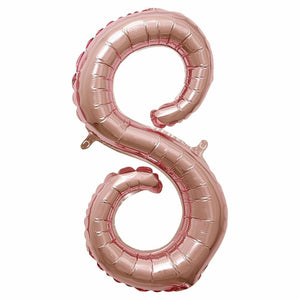 Nikki's Balloons BALLOONS 8 Rose Gold Script Number Air-Filled Mylar Balloon