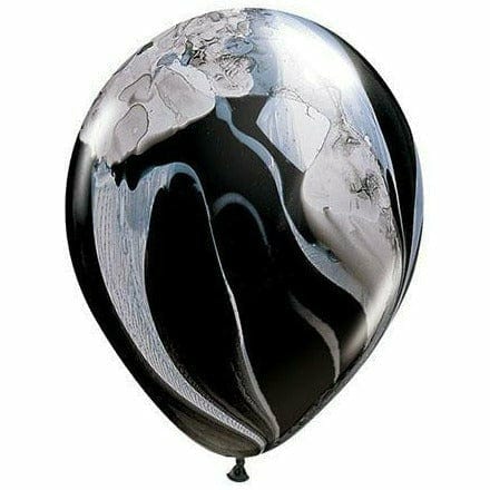 Nikki&#39;s Balloons BALLOONS Black and White Marble Agate / Helium Filled Agate Latex Balloon 1ct, 11&quot;