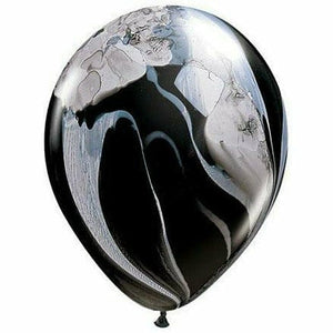 Nikki's Balloons BALLOONS Black and White Marble Agate / Helium Filled Agate Latex Balloon 1ct, 11"