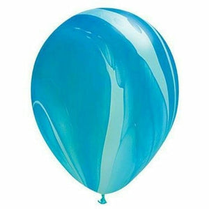 Nikki's Balloons BALLOONS Blue Rainbow Agate / Helium Filled Agate Latex Balloon 1ct, 11"