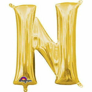 Nikki's Balloons BALLOONS N 16" Gold Letter Air-Filled Mylar Balloon