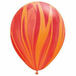 Nikki's Balloons BALLOONS Red and Orange Agate / Helium Filled Agate Latex Balloon 1ct, 11"