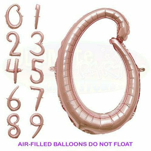 Nikki&#39;s Balloons BALLOONS Rose Gold Script Number Air-Filled Mylar Balloon