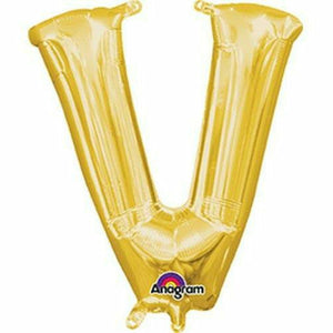 Nikki's Balloons BALLOONS V 16" Gold Letter Air-Filled Mylar Balloon