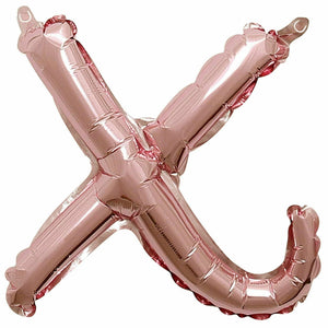 Nikki's Balloons BALLOONS X Rose Gold Script Letter Air-Filled Mylar Balloon