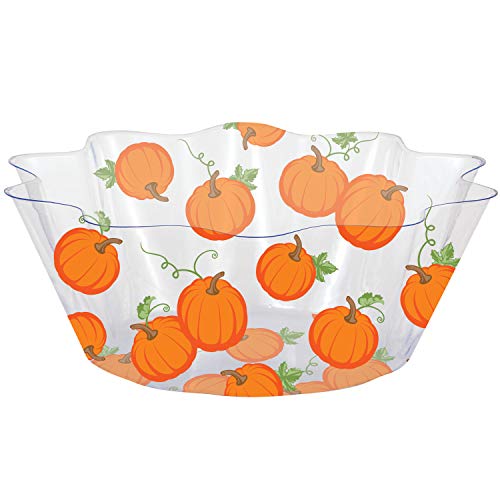 No Vendor Pumpkins and Leaves Plastic Bowl