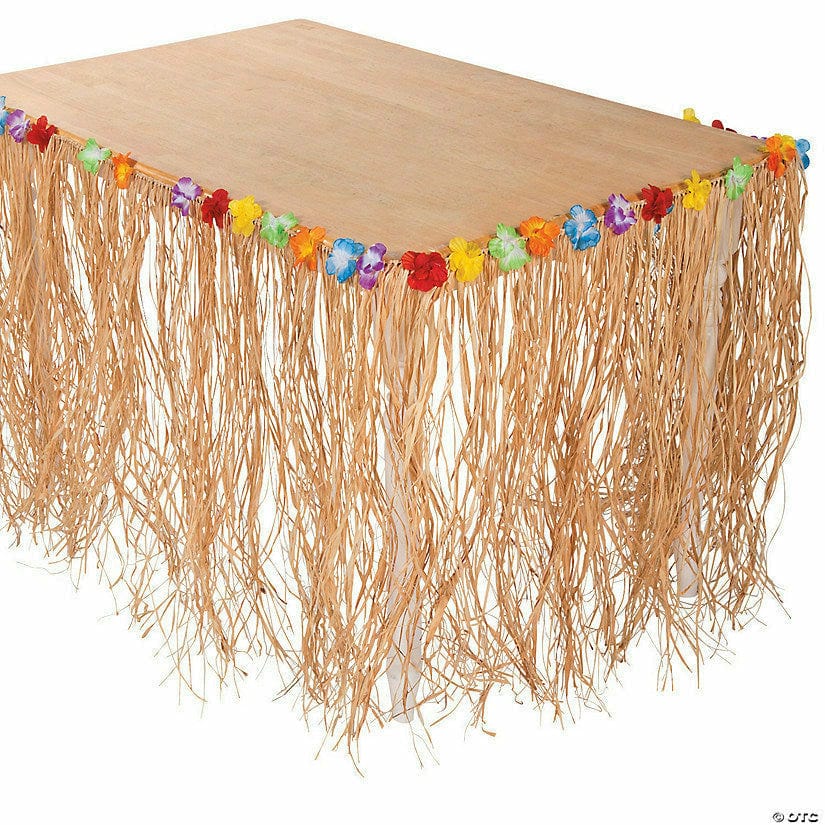 Oriental Trading LUAU RAFFIA FLOWERED TABLESKIRT