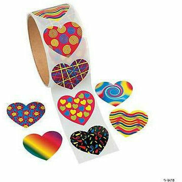 Metallic Rose Heart Stickers, 0.5 Inch Wide