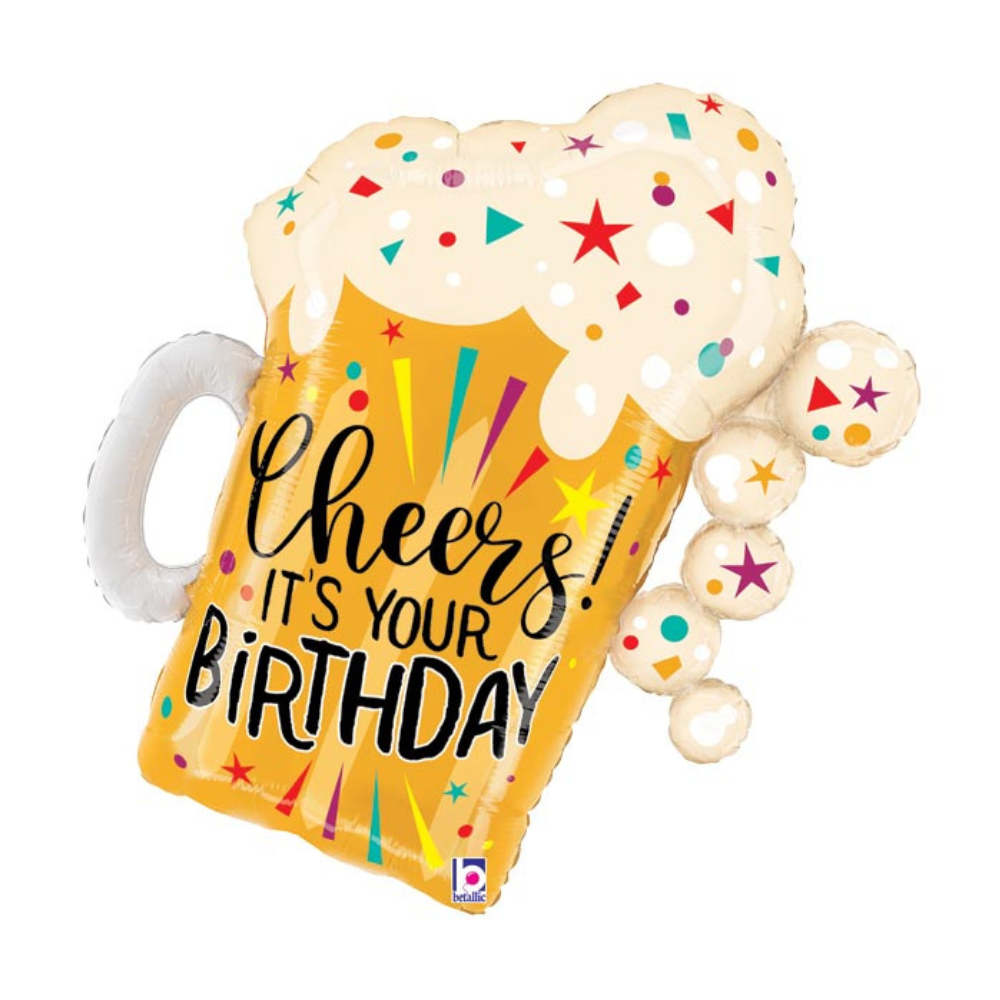 27"PKG HBD FUN CONFETTI BEER MUG SHAPE