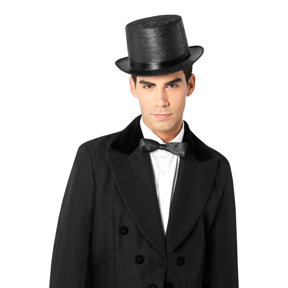 Glitter Mesh Top Hat-Black