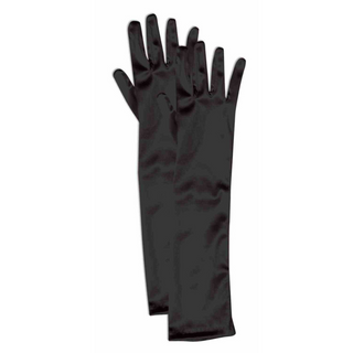 Satin Opera Gloves Black-Child