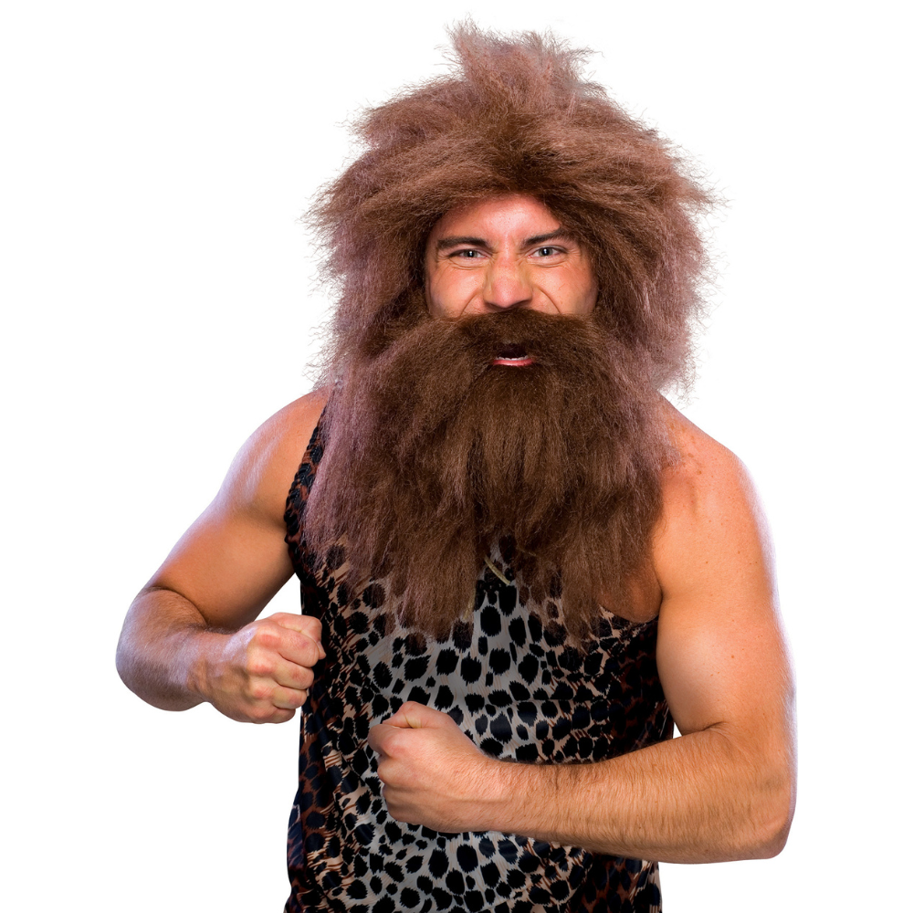 Prehistoric Beard & Wig Set Brown