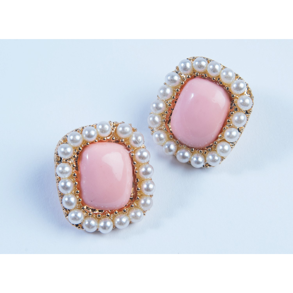 50's Square Earrings-Pink