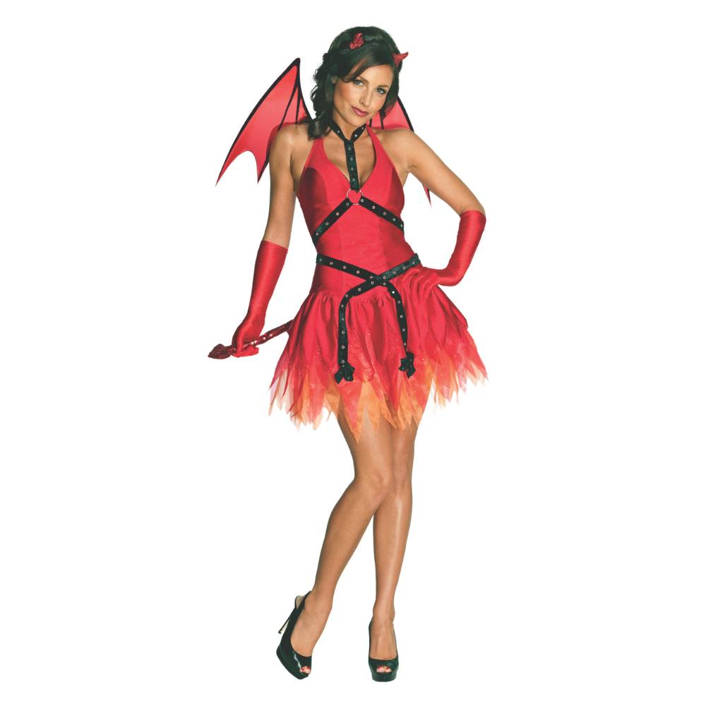 Dress with Attached Tail, Gloves, Wings, Horns