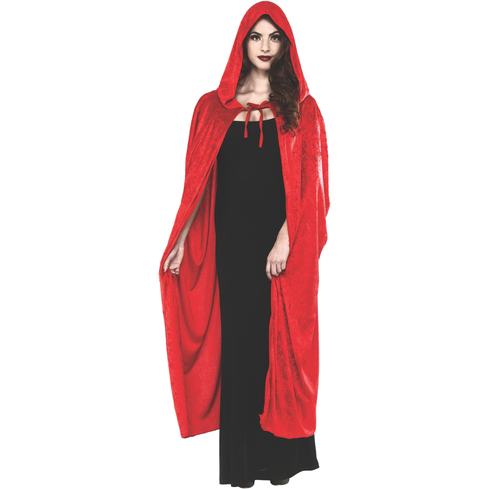 Full Length Velvet Hooded Cape Red