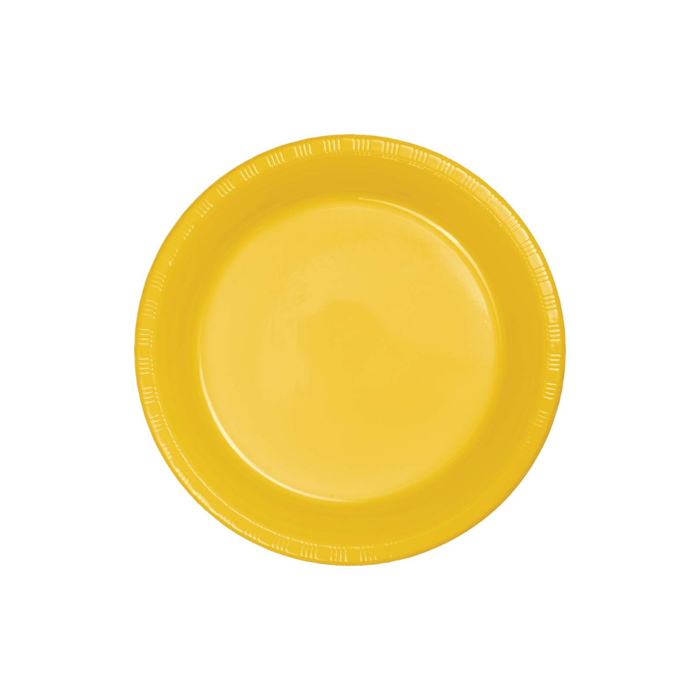 School Bus Yellow Plastic Banquet Plates