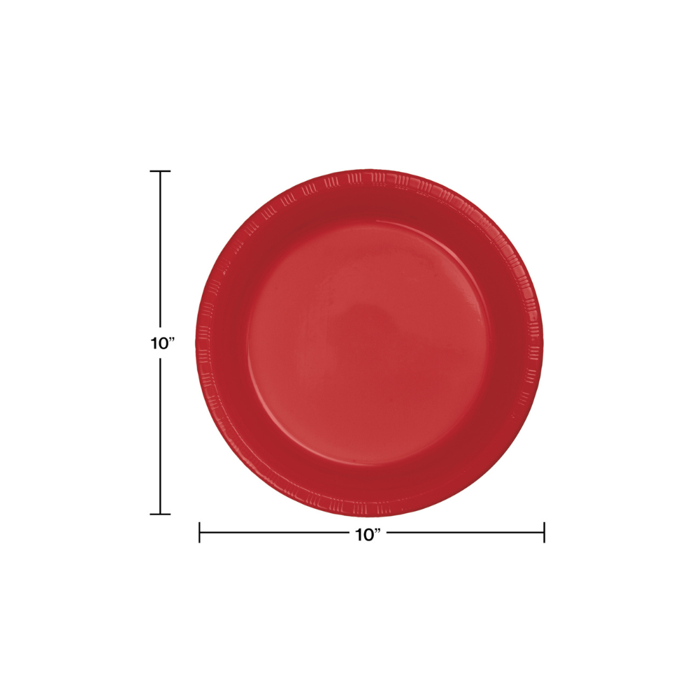 Classic Red Plastic Banquet Plates