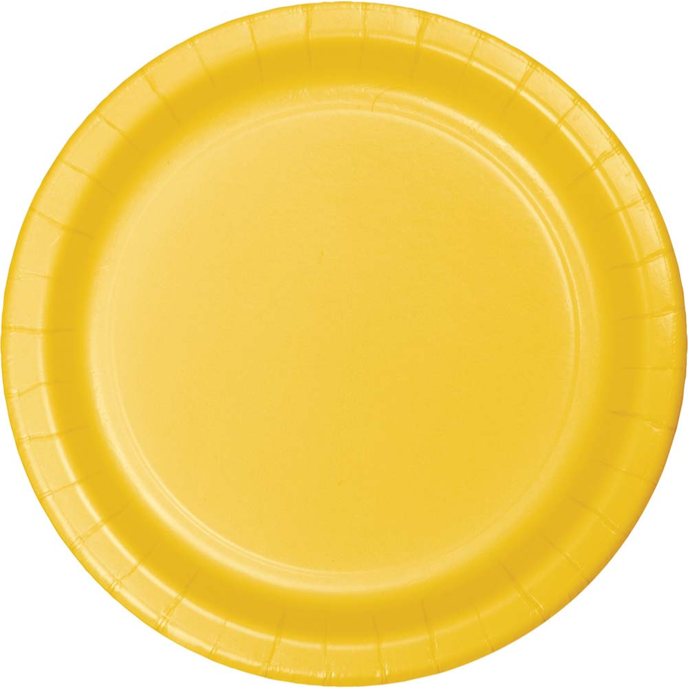 7" Paper Plate - School Bus Yellow