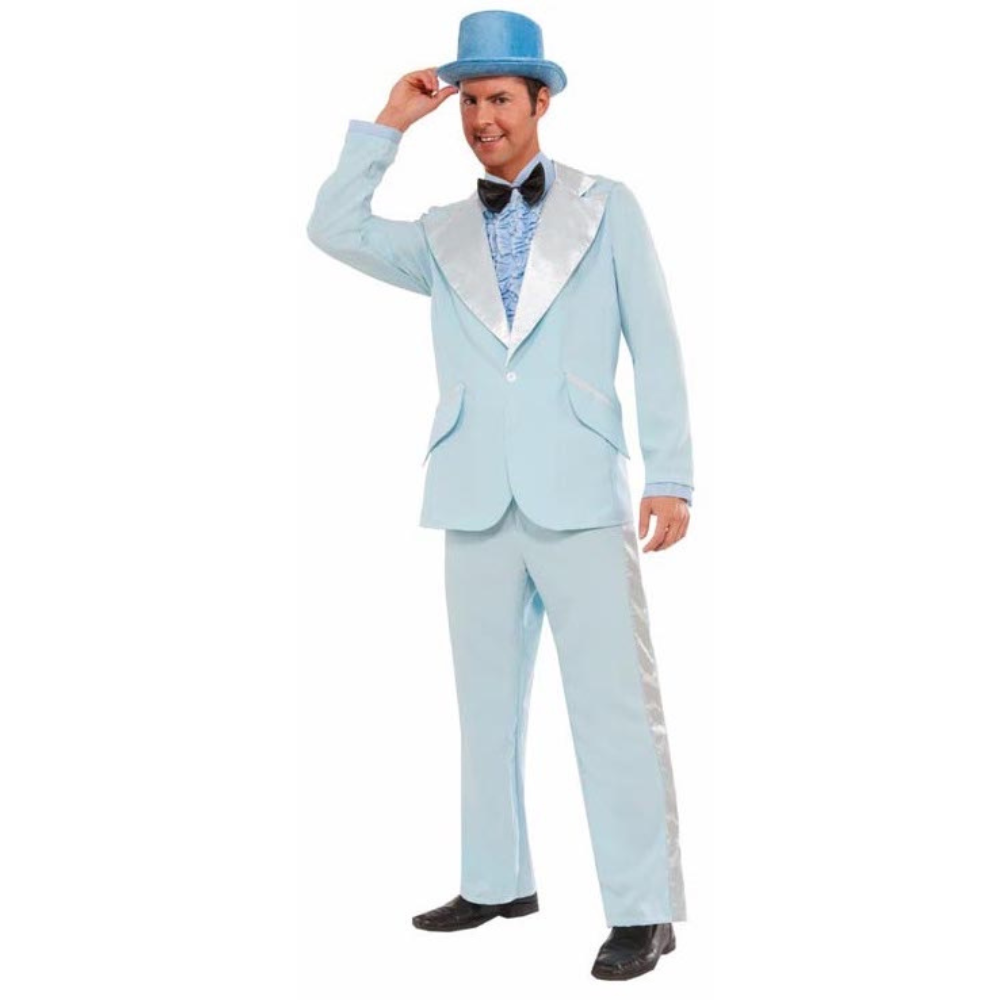Instant Zip Up Tuxedo Blue Adult Costume