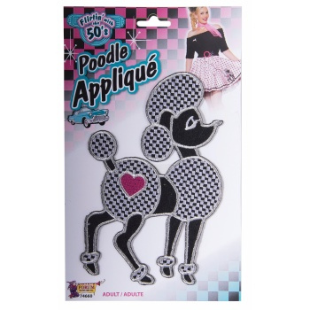 50S Poodle Applique -Blk/Pink