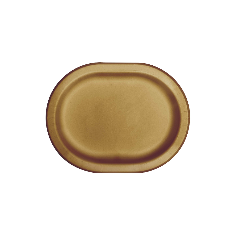 Glittering Gold Sturdy Style 12-inch Oval Paper Plates