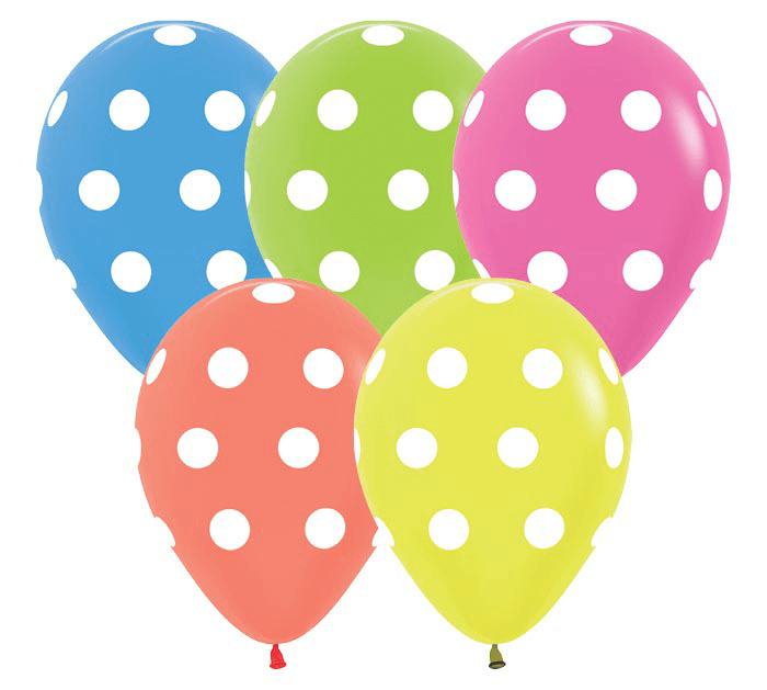 11" Polka Dots Neon Assorted Latex Balloon