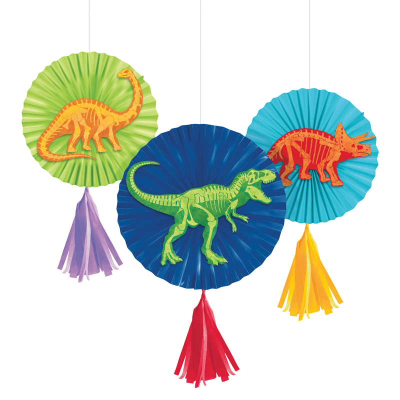 Dino Dig Paper Fans with Tassels