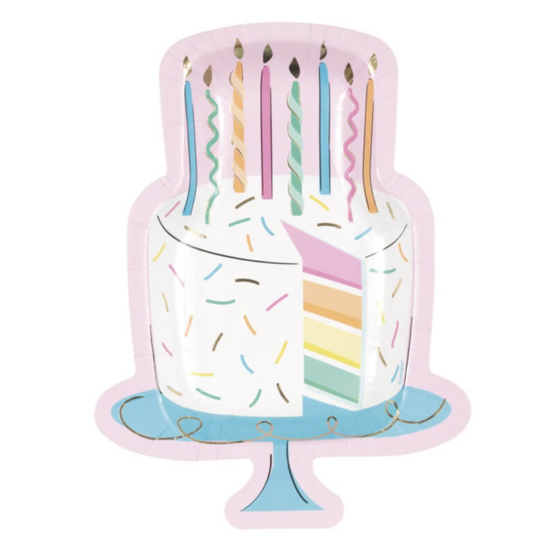 Rainbow Birthday Sweets Cake-Shaped 9.25&quot; Plates