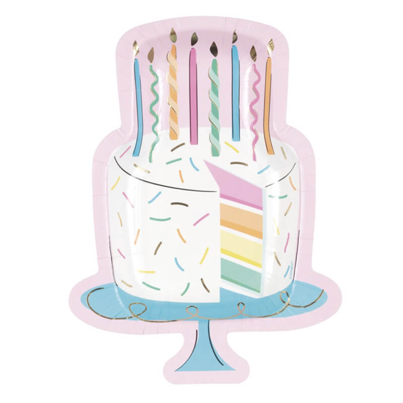 Rainbow Birthday Sweets Cake-Shaped 9.25" Plates