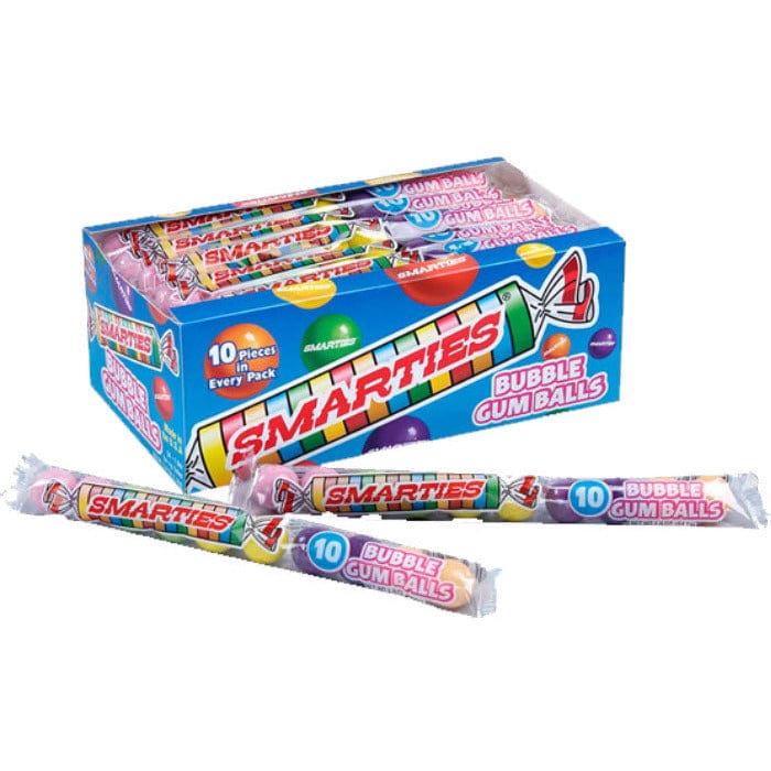 RED CANDY SMARTIES BUBBLE GUMBALLS 10 PC TUBES