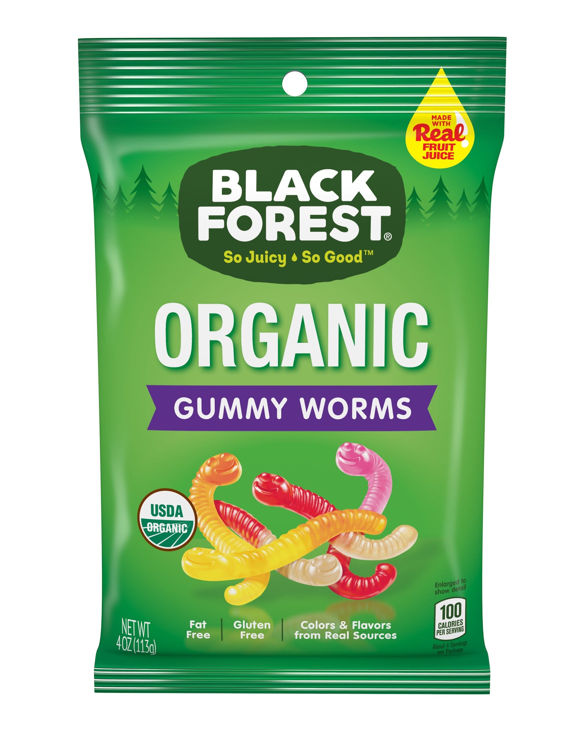 Redstone Foods Inc CANDY BLACK FOREST ORGANIC GUMMY WORMS PEG BAG