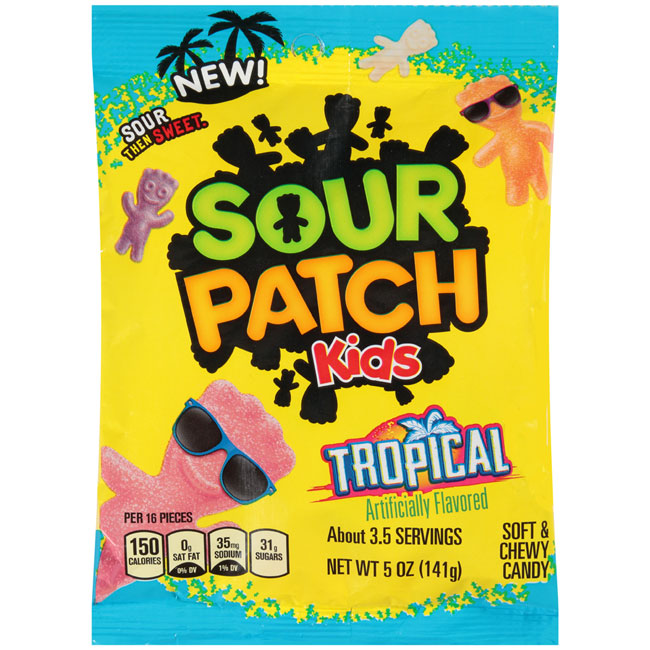 Redstone Foods Inc CANDY SOUR PATCH KIDS PEG BAG - TROPICAL