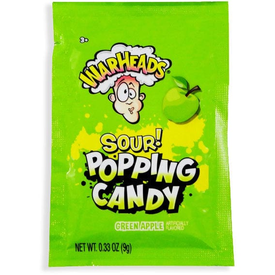 Redstone Foods Inc CANDY WARHEADS POPPING CANDY POUCH IN DISPLAY - SOUR GRN APPLE