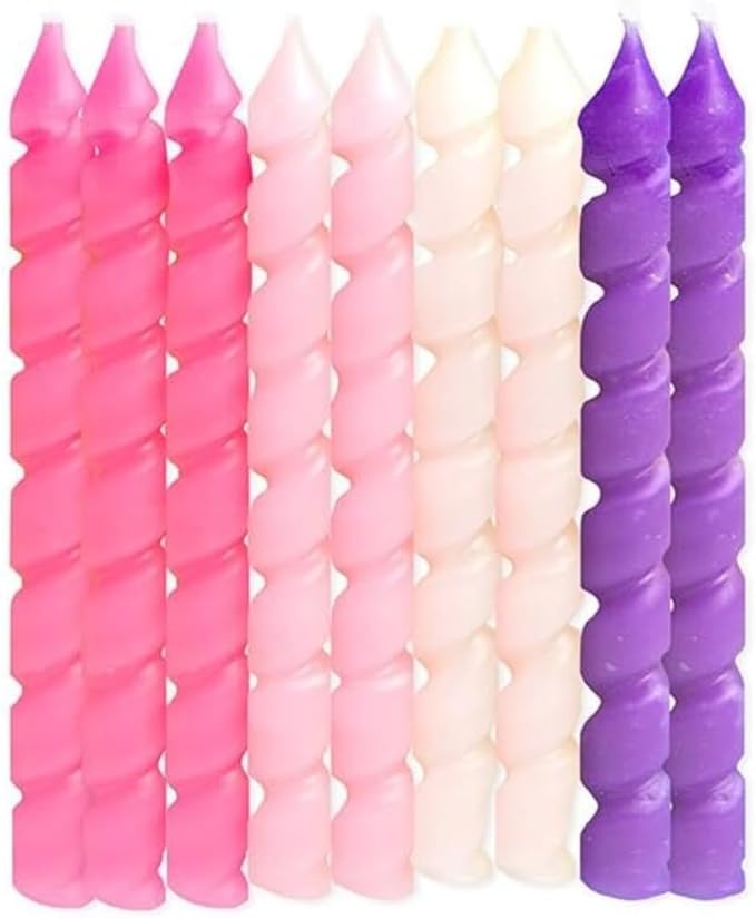 Unique Pink & Purple Spiral Birthday Candles - 10ct, Vibrant Colors