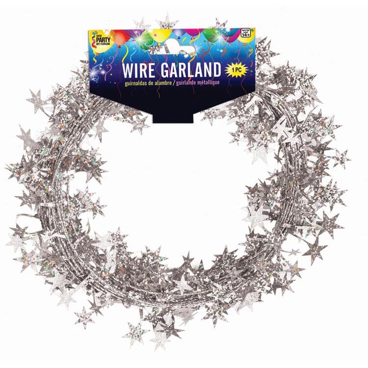 Rubies BASIC 25 Foot Star Garland – Silver holographic