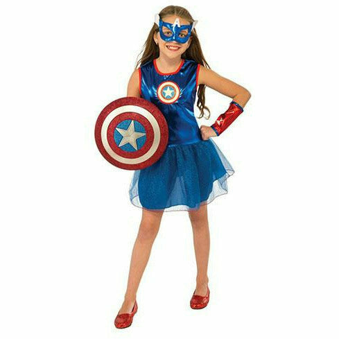 Captain America Deluxe Hoodie Girls Costume - Screamers Costumes