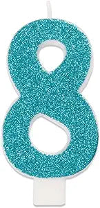Glitter Number 8 Birthday Candle - 3" | Assorted Color