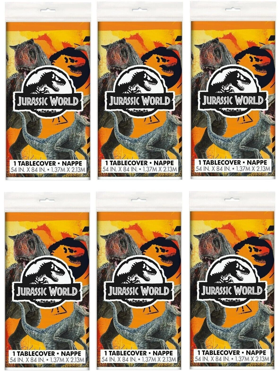 Jurassic World 3 Rectangular Birthday Plastic Party Tablecloth 84 x 54in Lot