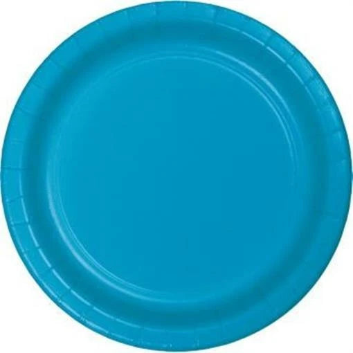 Turquoise 9" Paper Plates 24 Per Pack Tableware Decorations Party Supplies