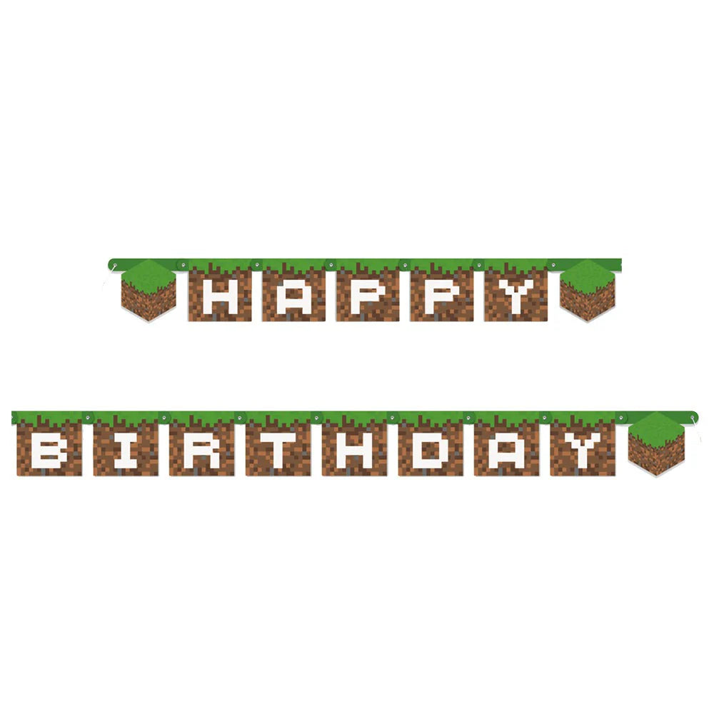 6.5ft MINECRAFT JOINTED HAPPY BIRTHDAY BANNER