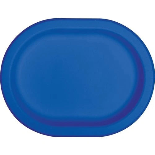 Oval Racetrack Paper Platters - Cobalt