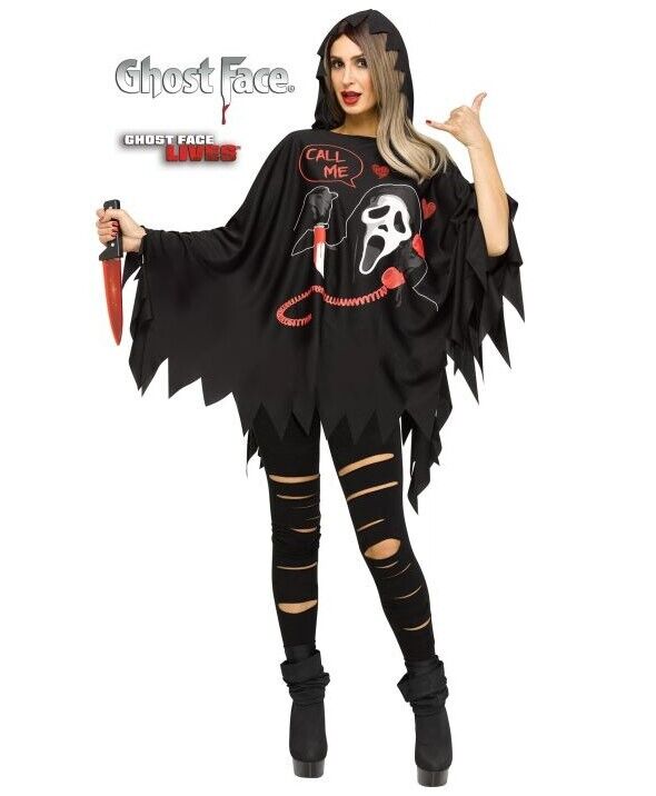 Hooded Ghost Face® Poncho - Adult
