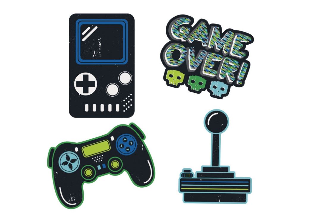 Gamer Birthday Wall Decals  4pc